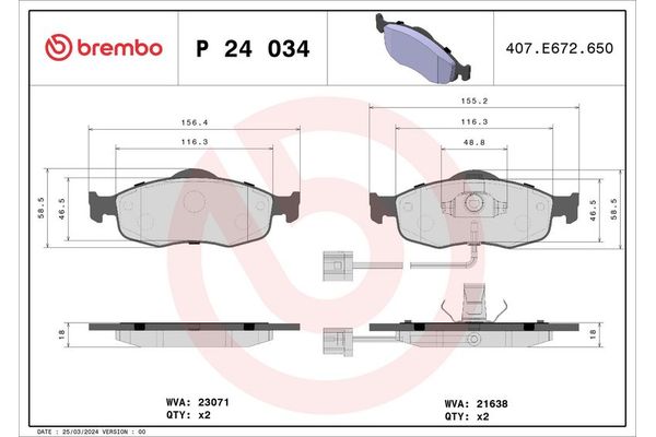 Fren Disk Balata Ön BREMBO P 24 034