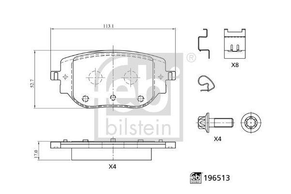 Fren Disk Balata Arka Toyota Proace (2016->)  FEBI BILSTEIN 196513