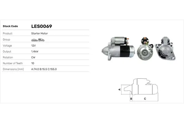 Marş Dinamosu  Mazda 626 Sedan/ Coupe/ S.Wagon (GD/GV)(06.1987->)  LUCAS ELEKTRIK LES0069