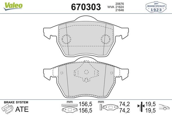 Fren Disk Balata Ön Audi A4 Sedan (B5)(11.1994->)  VALEO 670303