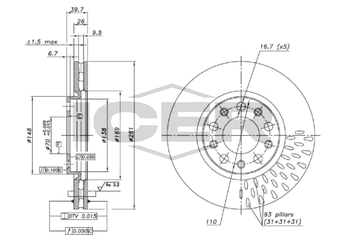 Fren Disk Ayna Ön Sağ ve Sol FIAT ORJINAL 51937306  51937306 51806278 51815312 71777095 51962485 52059150