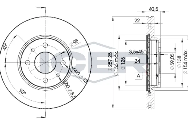 Fren Disk Ayna Ön Sağ ve Sol Abarth Punto (188)(2002->)  AYD 50192