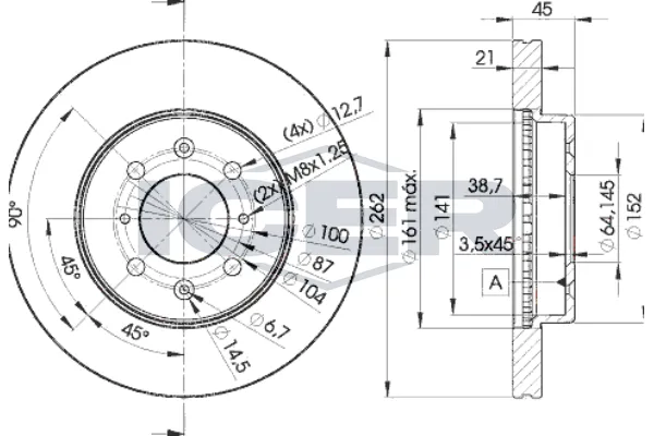 Fren Disk Ayna Ön Sağ ve Sol Honda Civic Coupe (EM2)(01.2001->)  MAHER 03658