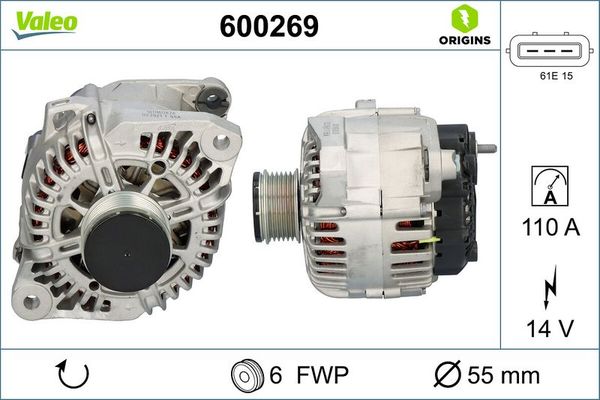 Alternatör  Hyundai Santa Fe (CM)(2006->)  VALEO 600269