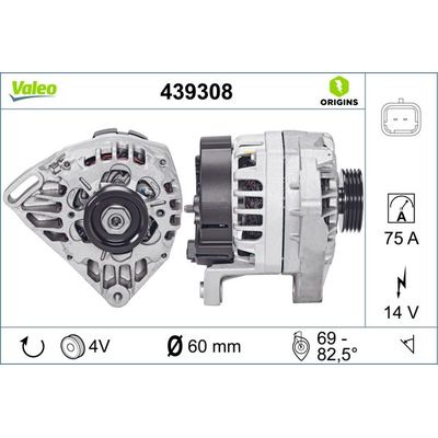 Alternatör  Renault Clio II (B/CB0)(06.1998->)  VALEO 439308