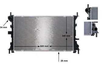 Su Radyatörü  MAHLE CR 628 000S  1061191 1061192 1091934 1093738 1671970 98AB8005ME 98AB8005MF 98AB8005PC 98AB8005PD ME98AB8005MF YS4Z8005AA