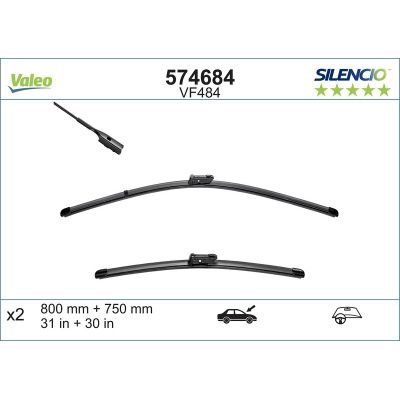 Silecek Süpürgesi Ön  800/750 mm - 32/30 inç Citroen Grand C4 Picasso (10.2006->)  VALEO 574684