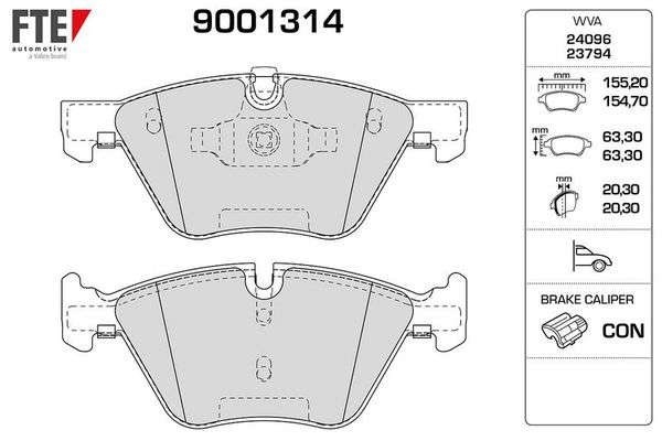 Fren Disk Balata Ön BMW 1 Serisi Sedan 3/5 Kapı (E81/E87)(2004->)  FTE 9001314
