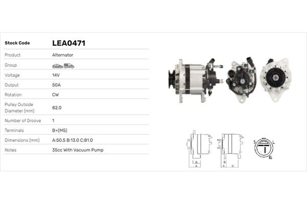 Alternatör  LUCAS ELEKTRIK LEA0471