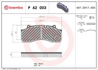 Fren Disk Balata Ön BREMBO P A2 003  M91002704 9291063 3057317900