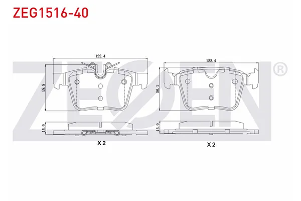 Fren Disk Balata Arka Land Rover Range Rover Velar (03.2017->)  ZEGEN ZEG1516-40
