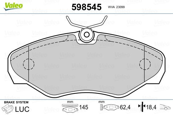 Fren Disk Balata Ön Renault Espace /Grand Espace (JE0)(07.2000->)  VALEO 598545