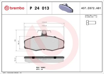 Fren Disk Balata Ön BREMBO P 24 013  115430280 115430281 5018981 6117992 6137744 6143631 6143633 6166950 6174784 83BB2K021AA 83BB2K021FA 83BB2K021HA 83BB2K021KA 83BB2K021KB 86BB2K021AA 87BX2K021AA