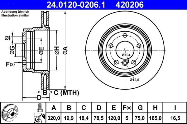 Fren Disk Ayna Arka Sağ ve Sol BMW X5 Serisi (E70)(07.2007->)  ATE 24 0120-0206 1