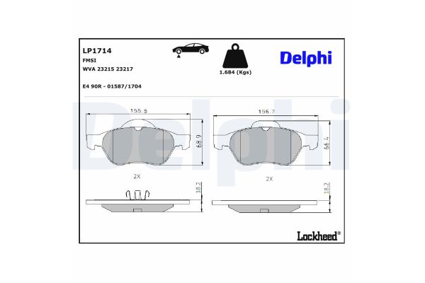 Fren Disk Balata Ön Renault Laguna Grandtour (2007->)  DELPHI LP1714