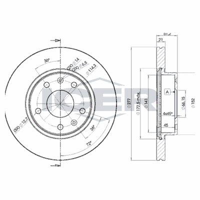 Fren Disk Ayna Ön Sağ ve Sol Land Rover Freelander 1 (LN)(11.2003->)  AP A4000VR
