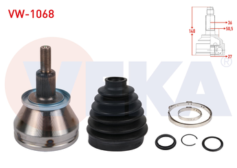 Aks Kafası Ön Dış Sağ veya Sol VEKA VW-1068  6Q0498099F 6R0498099A 6R0498099AX 6Q0 498 099 F 6Q0498099FX 6Q0 498 099 FX