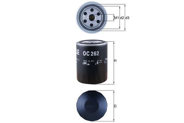 Yağ Filtresi  Volkswagen Golf III Cabriolet (1E7)(09.1993->1998)  MAHLE OC 262