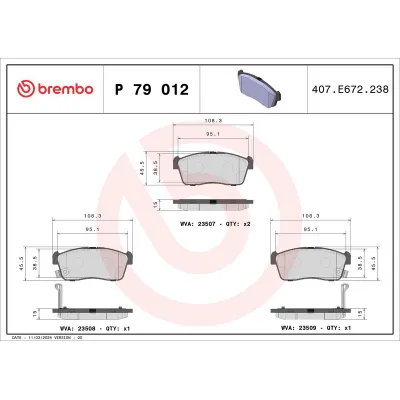 Fren Disk Balata Ön Suzuki Alto (AMF310)(2009->)  BREMBO P 79 012