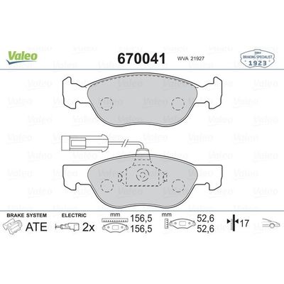 Fren Disk Balata Ön Alfa Romeo GTV (163)(1995->)  VALEO 670041