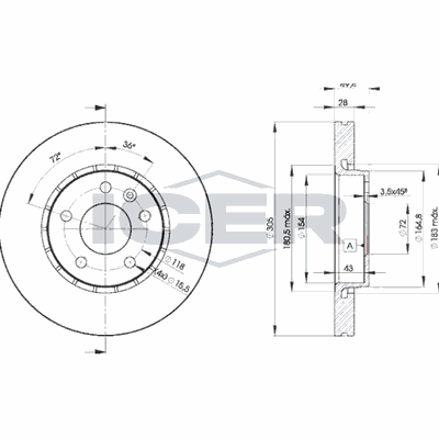 Fren Disk Ayna Ön Sağ ve Sol Renault Trafic P.Van (04.2001->)  DELPHI BG3768