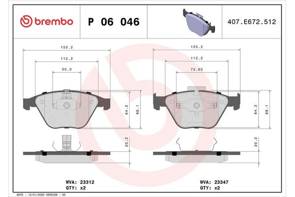 Fren Disk Balata Ön BMW 1 M Serisi Coupe (E82)(2011->)  BREMBO P 06 046