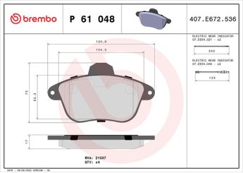 Fren Disk Balata Ön BREMBO P 61 048  425089 E172170 E172575 425281