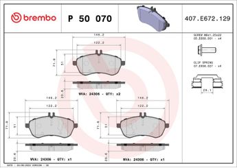 Fren Disk Balata Ön BREMBO P 50 070  54200920 4208504 0004208504 0054200920 74205620 0074205620 7420562095 007420562095 A0004208504 A0054200920 A0074205620 A007420562095