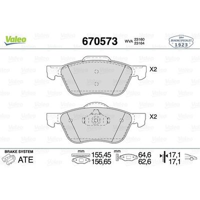 Fren Disk Balata Ön Nissan Primera 4/5 Kapı (P11)(06.1999->)  VALEO 670573