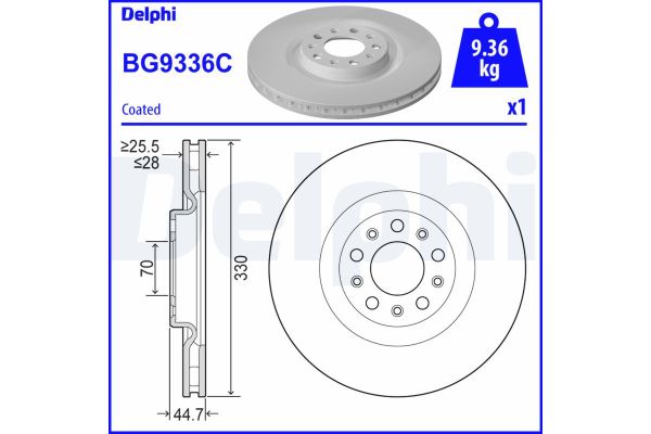 Fren Disk Ayna Ön Sağ ve Sol Alfa Romeo Stelvio (630)(2017->)  DELPHI BG9336C