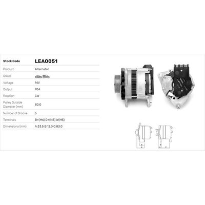 Alternatör  LUCAS ELEKTRIK LEA0051