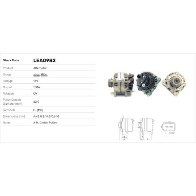Alternatör  LUCAS ELEKTRIK LEA0982