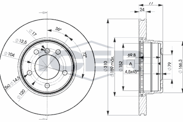 Fren Disk Ayna Ön Sağ ve Sol BMW 5 Serisi Touring (E61)(2004->)  AYD 50445
