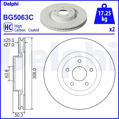 Fren Disk Ayna Ön Sağ ve Sol Ford Kuga (2020->)  DELPHI BG5063C