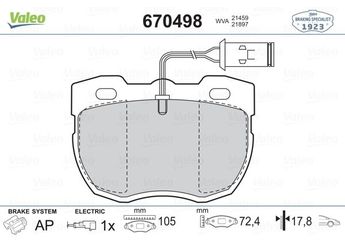 Fren Disk Balata Ön VALEO 670498  SFP500180 SFP500160 STC9146 RTC6590 RTC6592 RTC6781 STC1273 STC1673 STC8571 STC8572 STC9149 STC9150 STC9190 STC9191