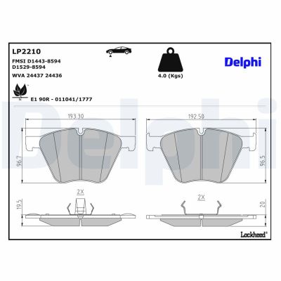 Fren Disk Balata Ön BMW 5 Serisi Gran Turismo (F07)(11.2009->)  DELPHI LP2210
