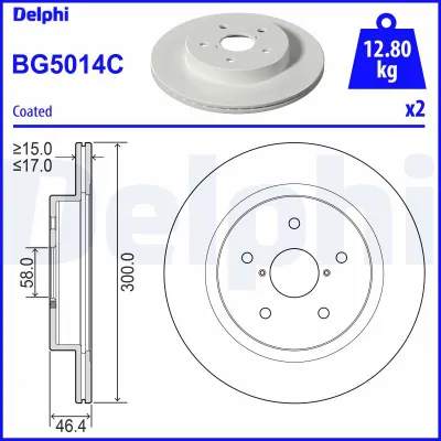 Fren Disk Ayna Arka Sağ ve Sol Subaru Outback (B16)(05.2021->)  DELPHI BG5014C
