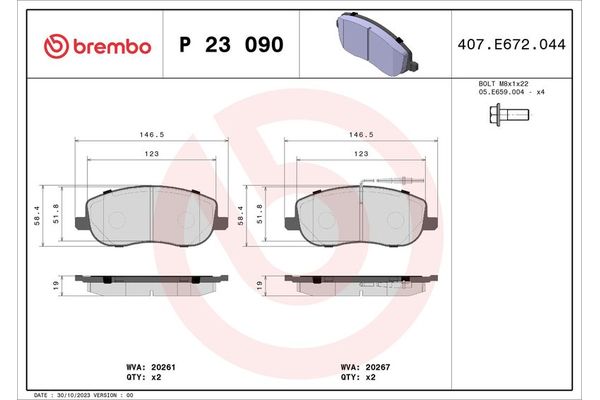 Fren Disk Balata Ön BREMBO P 23 090