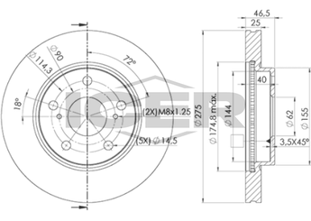 Fren Disk Ayna Ön Sağ ve Sol BOSCH 0 986 479 428  4351242040 43512-42040 4351242080 43512-42080