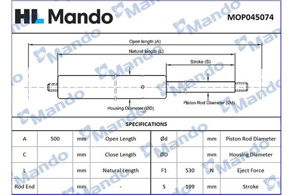 Bagaj Amortisörü Sağ veya Sol Audi A4 Avant (8E)(06.2001->)  MANDO MOP045074