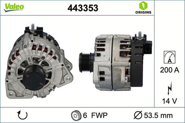 Alternatör  Mercedes CLS (BM 257)(04.2018->)  VALEO 443353