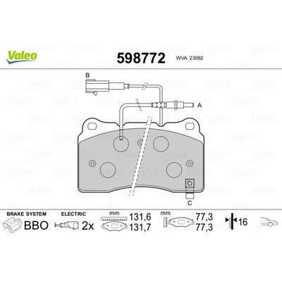 Fren Disk Balata Ön Alfa Romeo 166 (2003->)  VALEO 598772