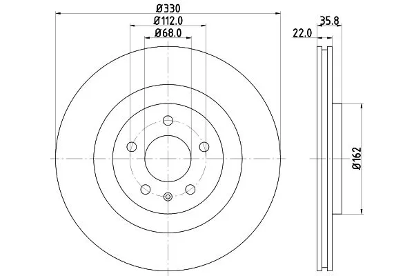 Fren Disk Ayna Arka Sağ ve Sol Audi S4 Sedan (8WC)(05.2019->)  HELLA 8DD 355 118-021