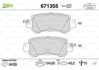 Fren Disk Balata Arka VALEO 671355  DAY32648Z DAY32648ZA DAY3-26-48ZA DAY32648ZB K0Y12648Z K0Y1-26-48Z K0Y12648ZA K0Y1-26-48ZA K0Y12648ZC K0Y1-26-48ZC K0Y12648ZC9C K0Y1-26-48ZC9C K0Y126-48ZC