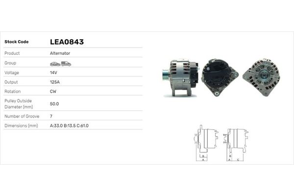 Alternatör  LUCAS ELEKTRIK LEA0843