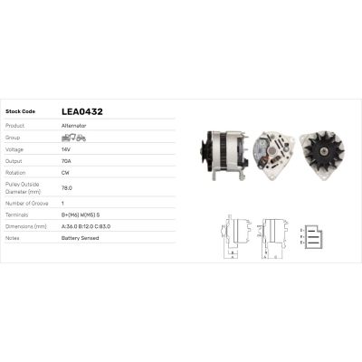 Alternatör  LUCAS ELEKTRIK LEA0432