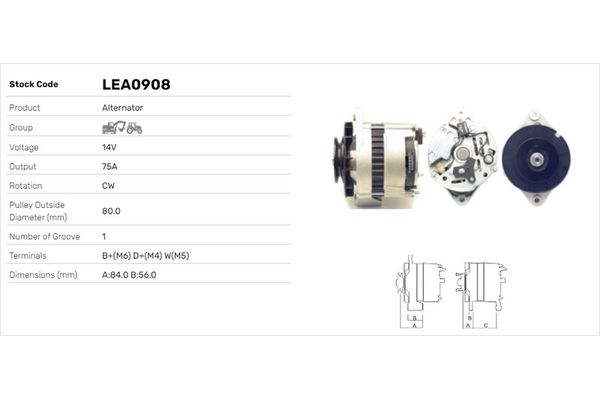 Alternatör  LUCAS ELEKTRIK LEA0908