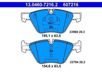 Fren Disk Balata Ön ATE 13.0460-7216.2  34116771868 34 11 6 771 868 34116799166 34 11 6 799 166