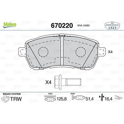 Fren Disk Balata Ön Ford Fiesta (CB1)(2008->)  VALEO 670220