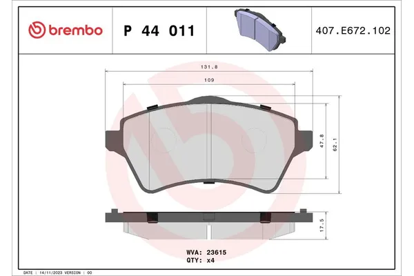Fren Disk Balata Ön Land Rover Freelander 1 (LN)(11.2003->)  BREMBO P 44 011